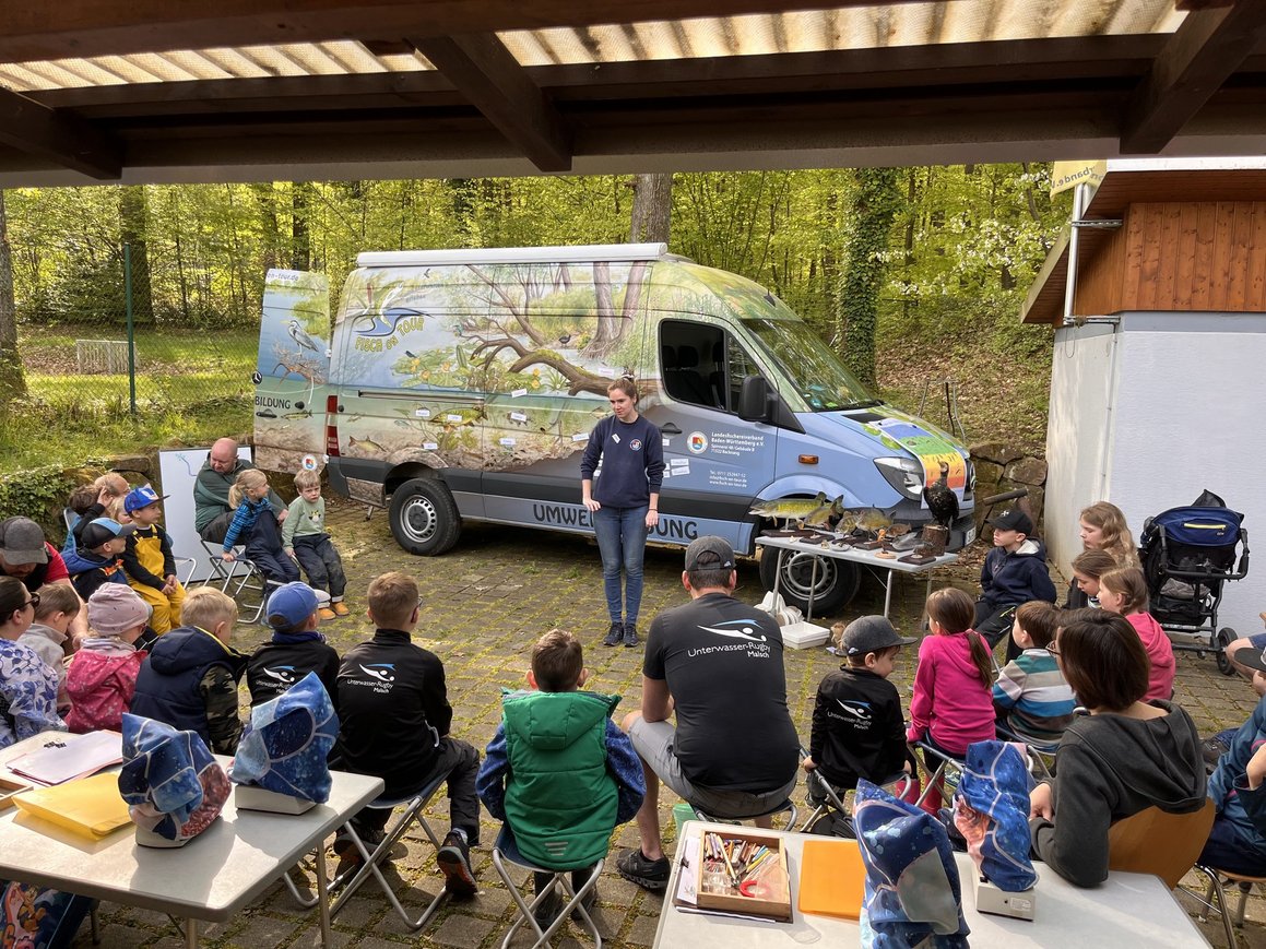 Gruppenbild vor dem Fischmobil